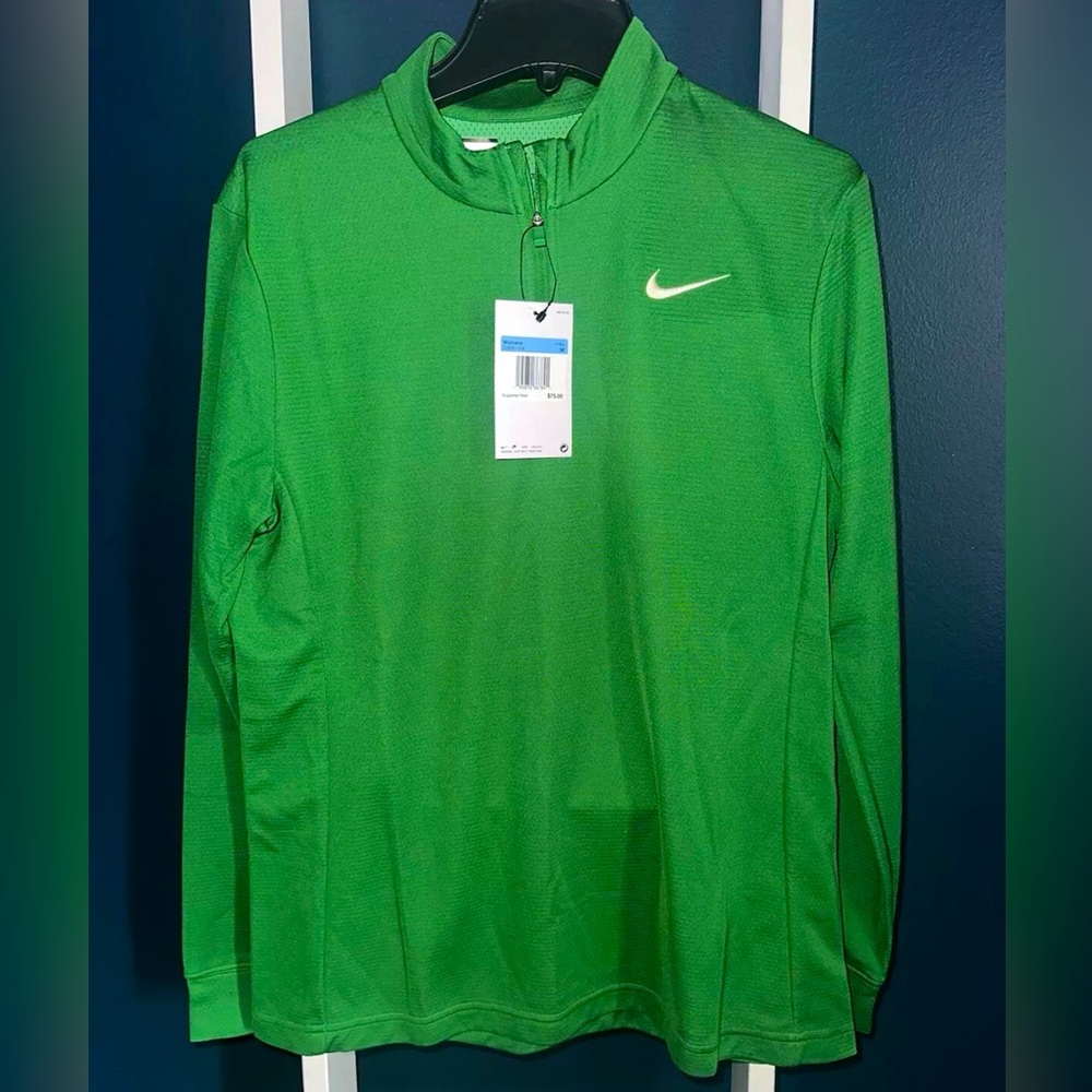 Nike Womens Long Sleeve Green Running Dri Fit Performance Quarter Zip Activewear